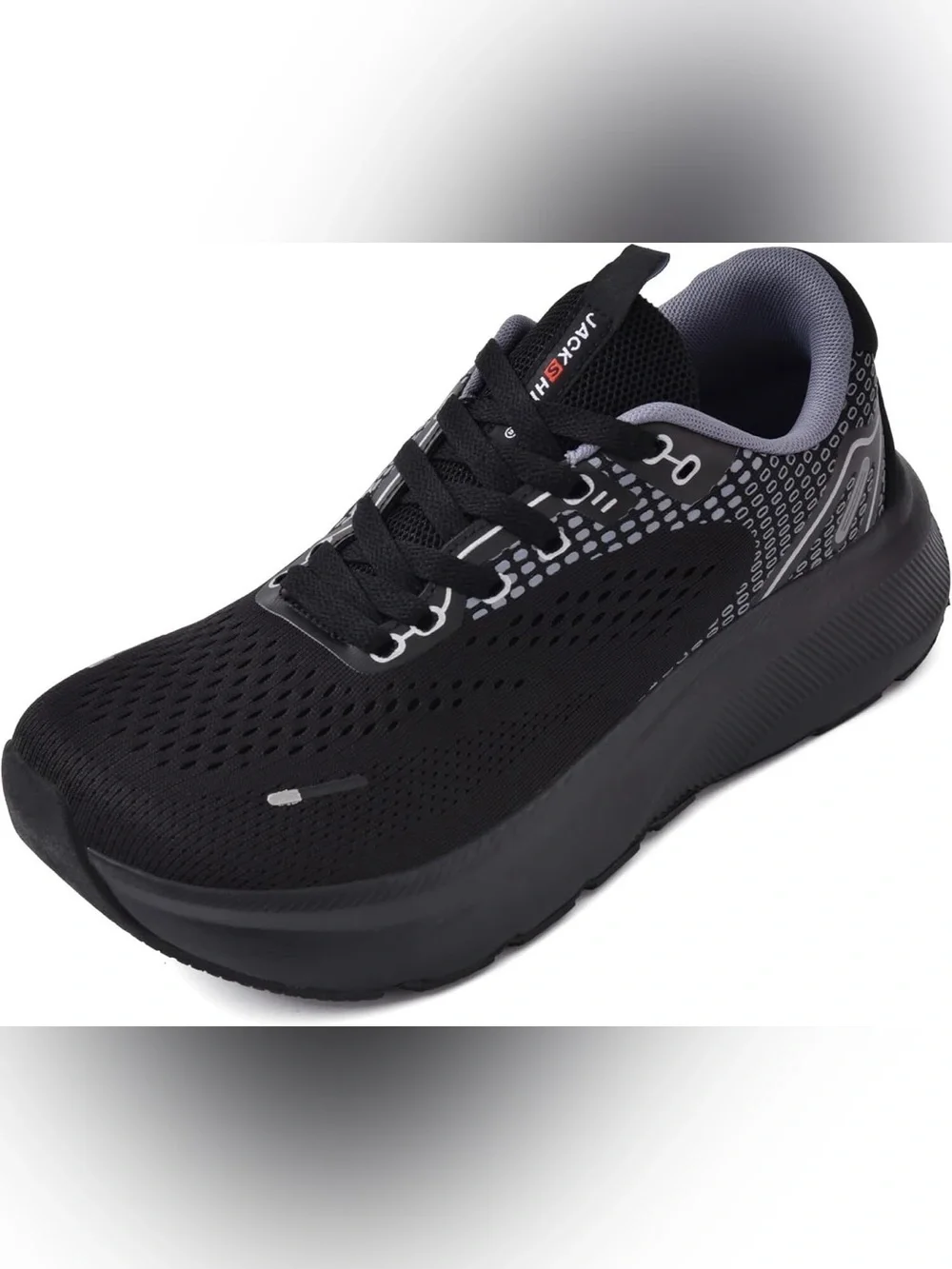 JACKSHIBO Wide Toe Box Shoes Men Arch Support Zero Drop Black Sneakers size 7W